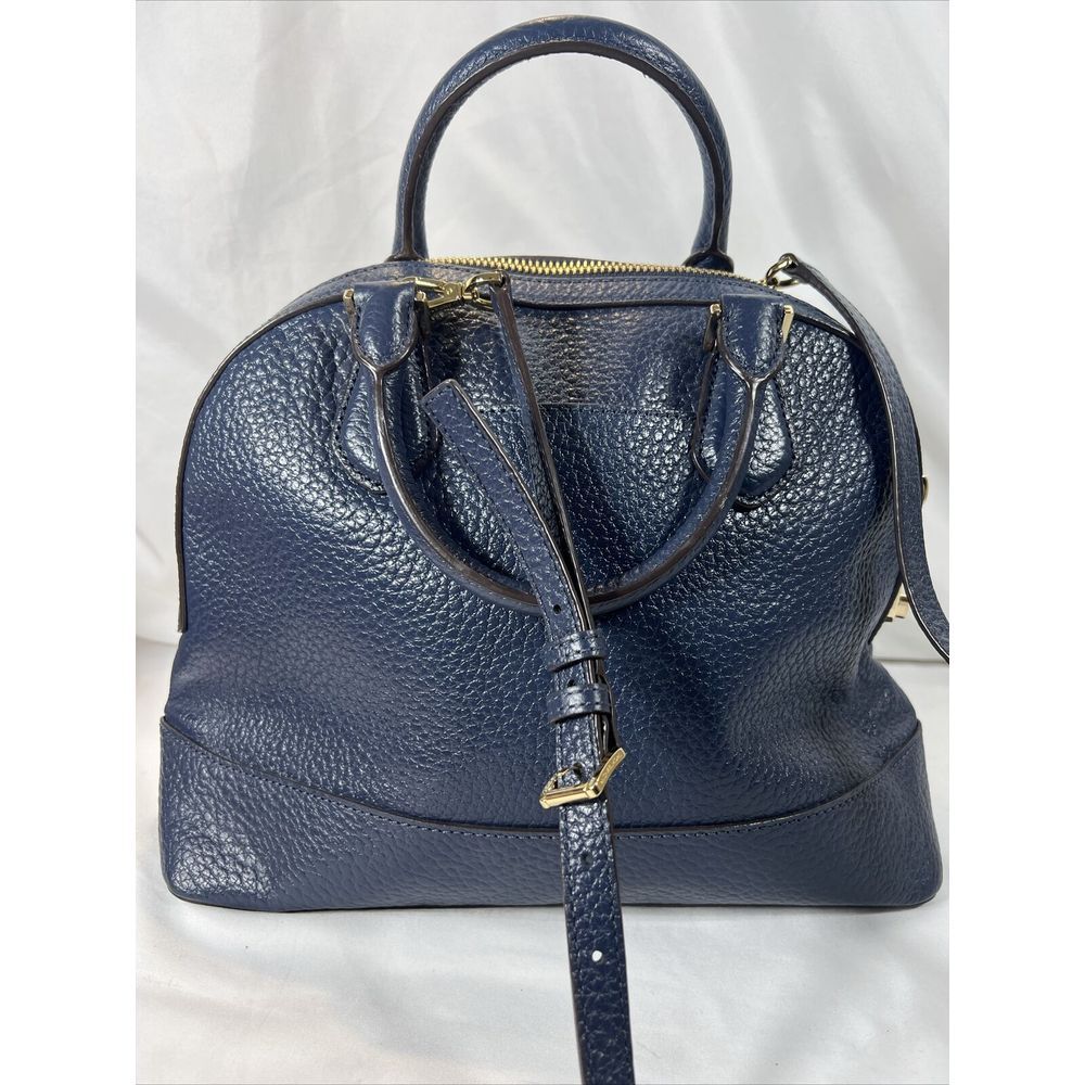Michael Kors Large Dome Satchel Leather Handbag - Pebbled Navy - Picture 6 of 16